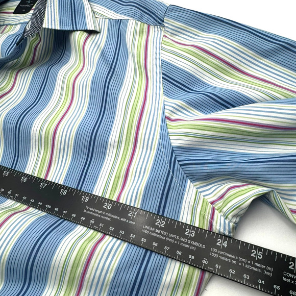 TAILORBYRD Men XL Button up Shirt Long Sleeve Colorful Stripe Contrast Flip Cuff - Picture 8 of 10